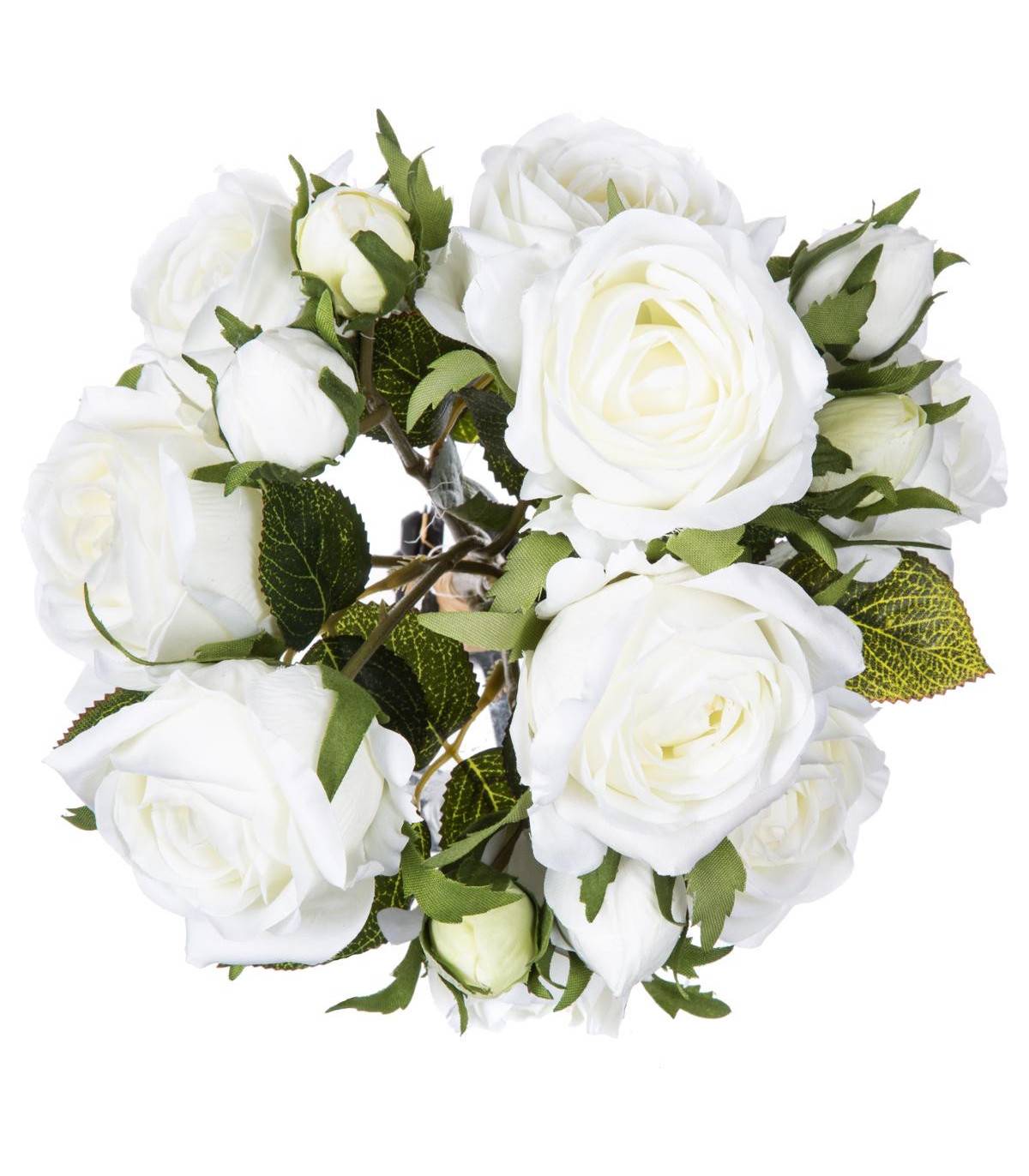 Bouquet de Fleurs artificielles 14 Roses Blanches D. 23 x H. 40 cm - Image 2