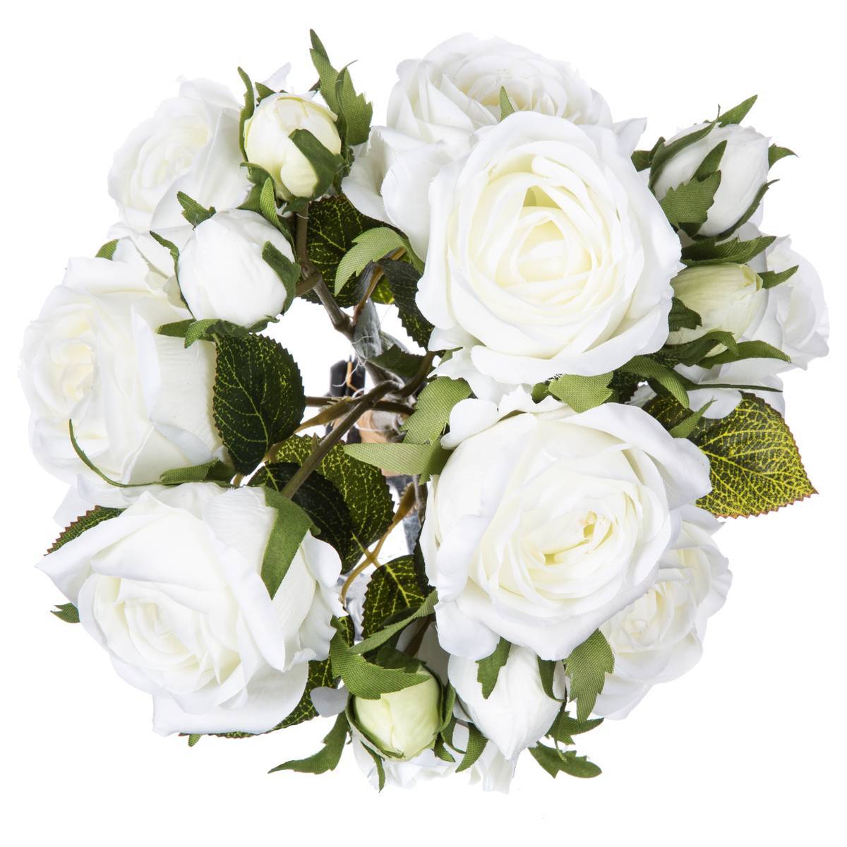 Atmosphera - Bouquet 14 roses artificielles blanc H40cm - Atmosphera Créateur d'intérieur - Imagen 2
