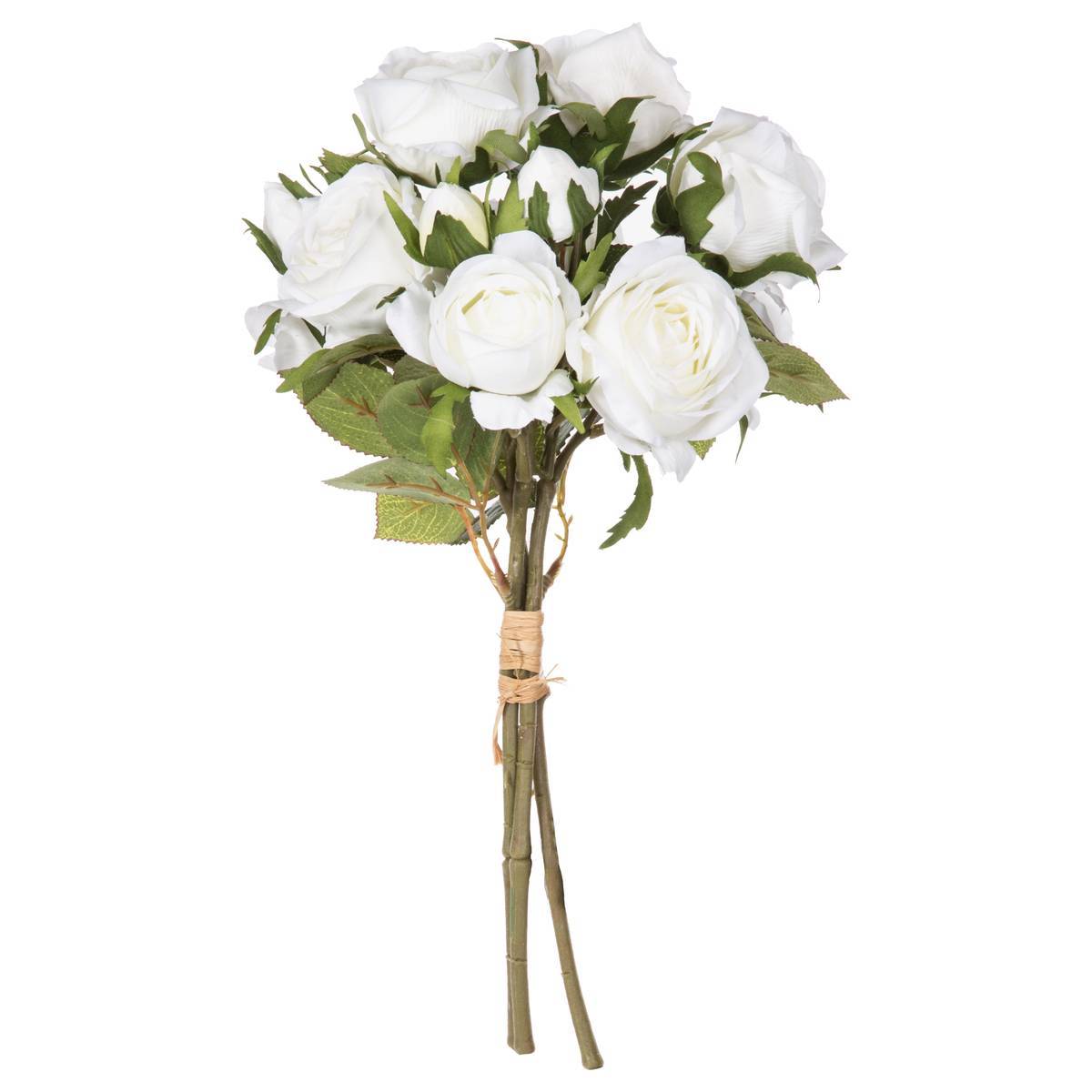 Atmosphera - Bouquet 14 roses artificielles blanc H40cm - Atmosphera Créateur d'intérieur - Image 1