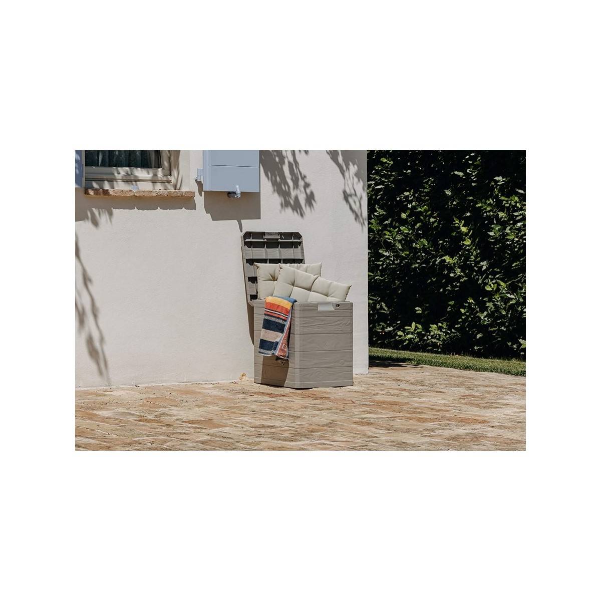 Coffre de jardin en résine 90 Litres Gris Taupe 42 x 44 x 50cm TOOMAX - Imagen 6