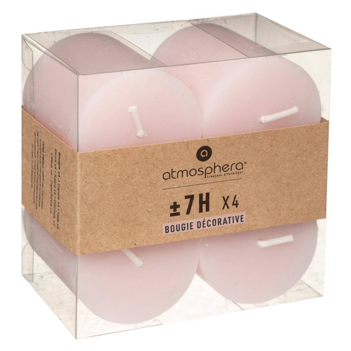 Atmosphera - Lot de 4 bougies rustiques rose clair 60g - Atmosphera Créateur d'intérieur - Imagen 2