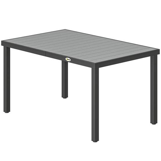 Table de jardin pour 6 personnes avec plateau à lattes, structure en acier, 140 x 90 x 74 cm, grise - Image 2