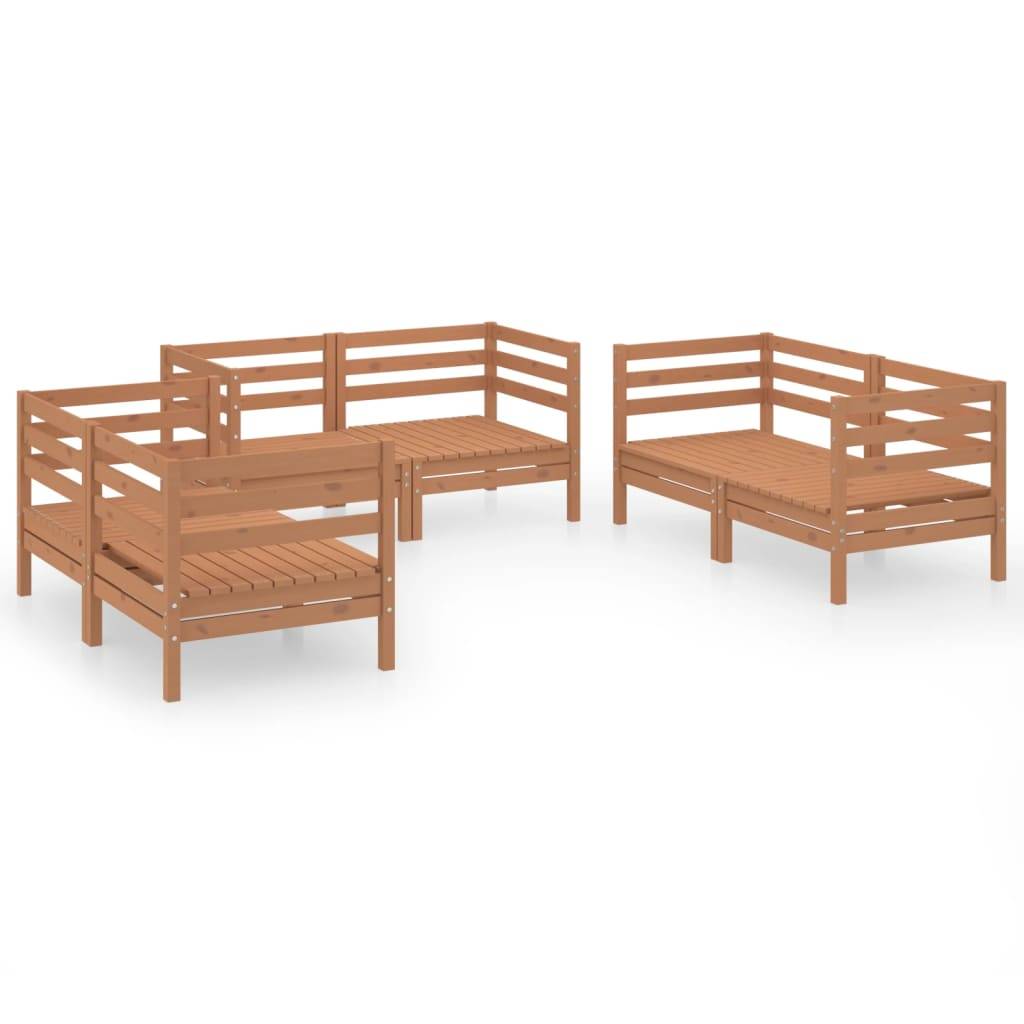 Helloshop26 - Salon de jardin meuble d'extérieur ensemble de mobilier 6 pièces marron miel bois de pin massif - Imagen 1