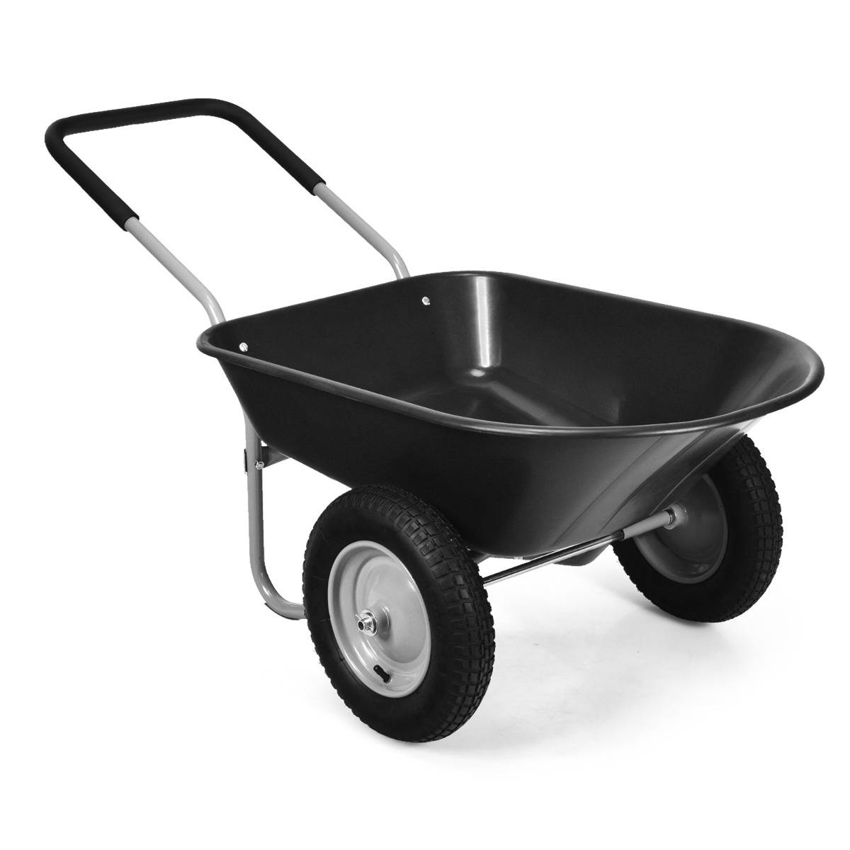 Brouette de Jardin 2 Roues Brouette de Jardin Résistante en Fer avec Pneus Ø35cm Charge Max 100KG pour Jardinage/Maçonnerie Noir - Image 1
