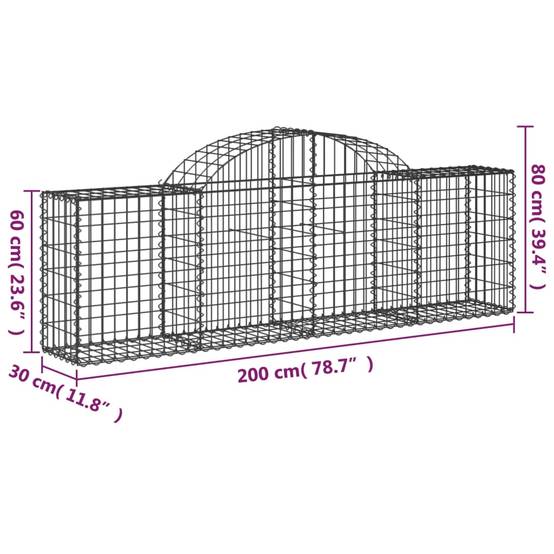 Vidaxl - Paniers à gabions arqués 7 pcs 200x30x60/80 cm Fer galvanisé vidaXL 3146073 - Image 3