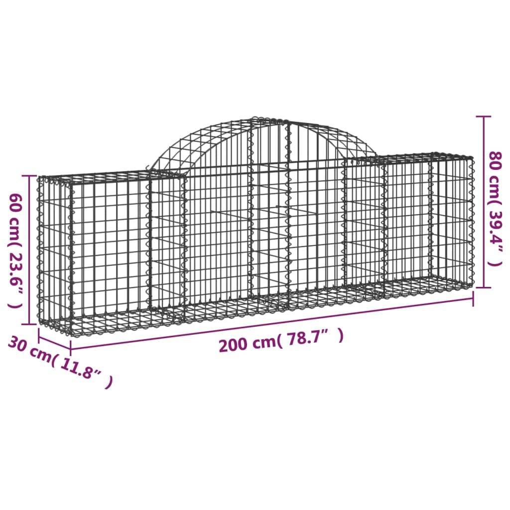 Vidaxl - Paniers à gabions arqués 7 pcs 200x30x60/80 cm Fer galvanisé vidaXL 3146073 - Image 3