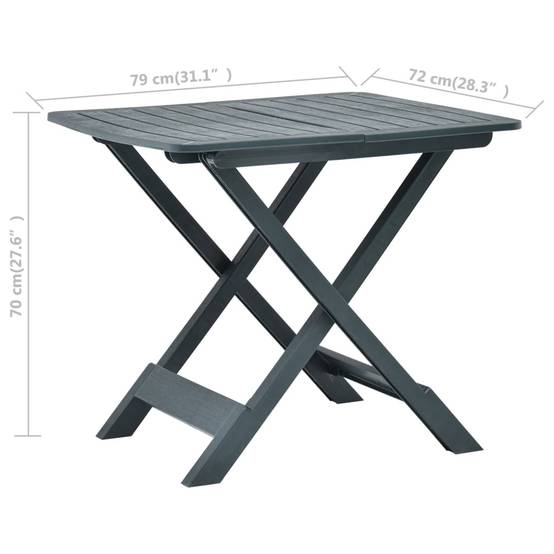 Maison Chic - Table pliable de jardin | Table d'extérieur Vert 79x72x70 cm Plastique - Image 7
