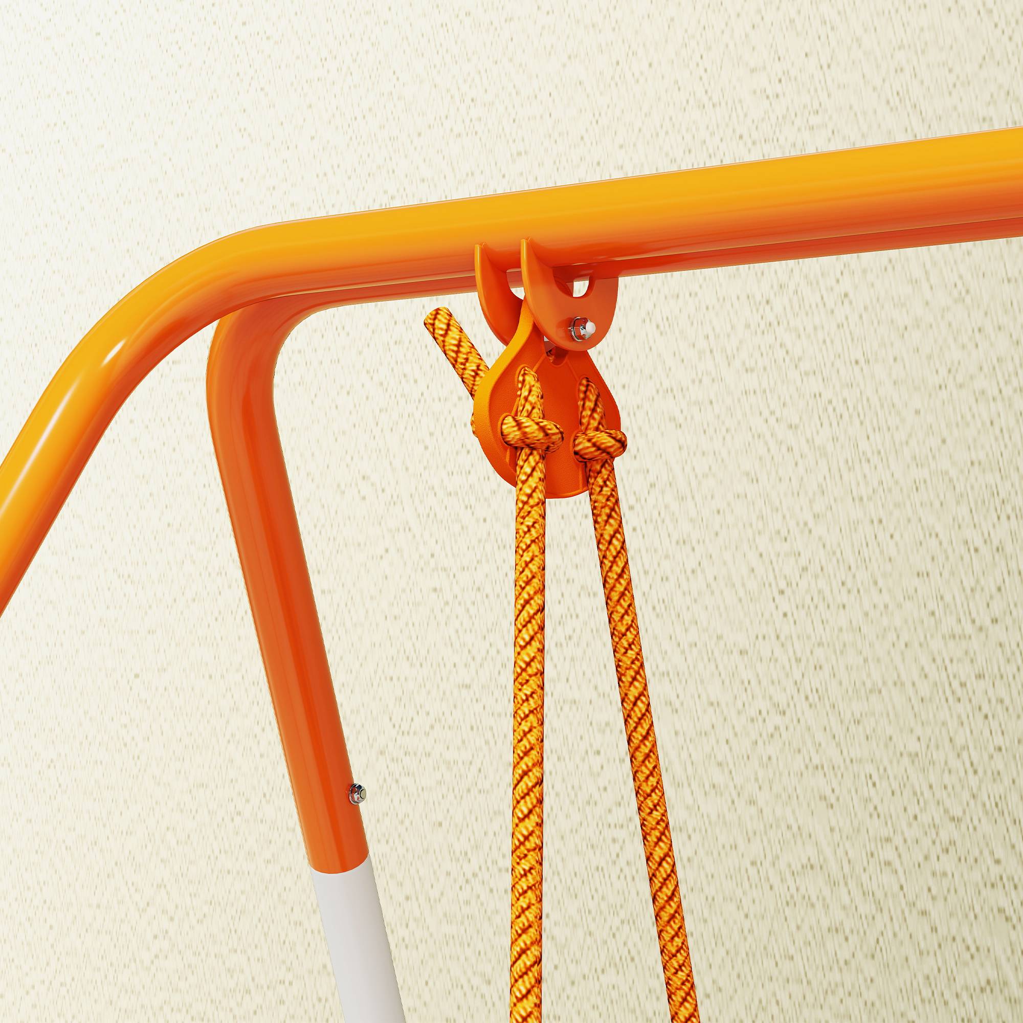 Balançoire portique pour enfants 6 à 36 mois, charge max 25 kg, cadre acier, hauteur 122 cm, orange, modèle sécurisé pour bébés - Image 9