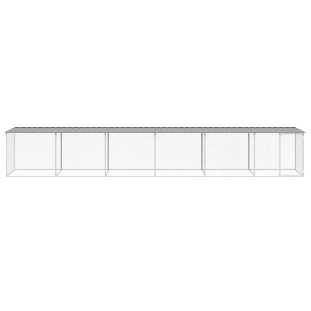 Grand enclos à poules 603 cm acier galvanisé avec toit protection Gris – ComfortXL Outdoor Living - Image 3
