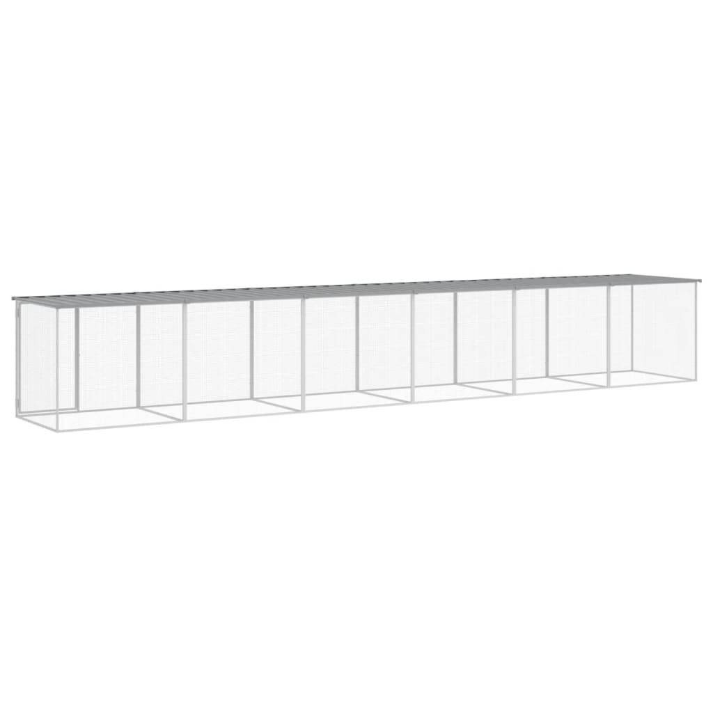 Grand enclos à poules 603 cm acier galvanisé avec toit protection Gris – ComfortXL Outdoor Living - Image 5