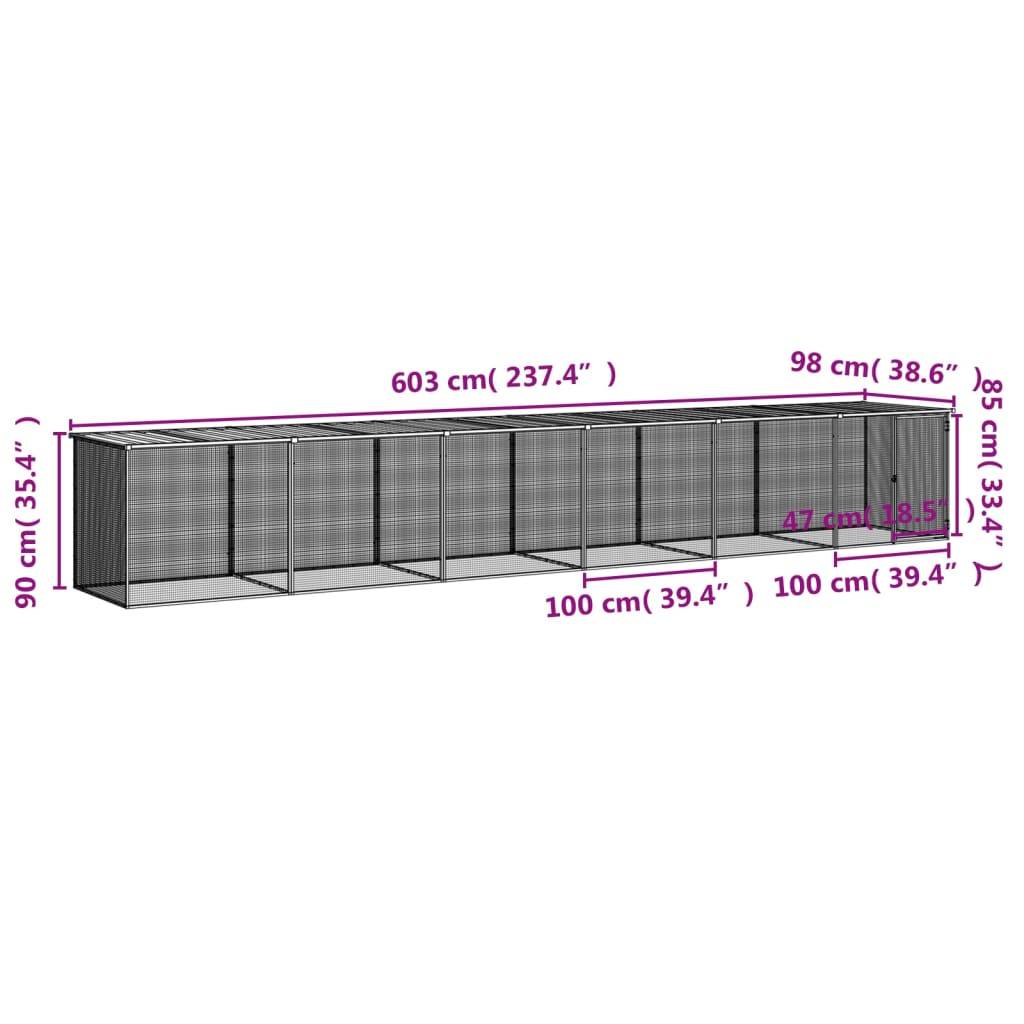 Grand enclos à poules 603 cm acier galvanisé avec toit protection Gris – ComfortXL Outdoor Living - Image 9