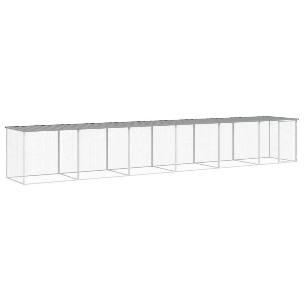 Grand enclos à poules 603 cm acier galvanisé avec toit protection Gris – ComfortXL Outdoor Living - Image 2
