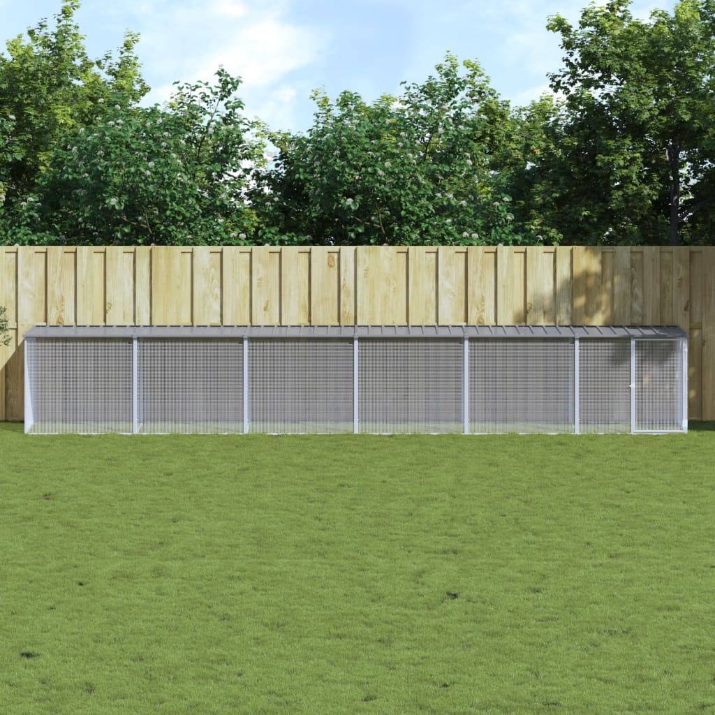 Grand enclos à poules 603 cm acier galvanisé avec toit protection Gris – ComfortXL Outdoor Living - Image 1