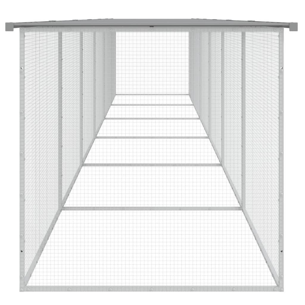 Grand enclos à poules 603 cm acier galvanisé avec toit protection Gris – ComfortXL Outdoor Living - Image 4