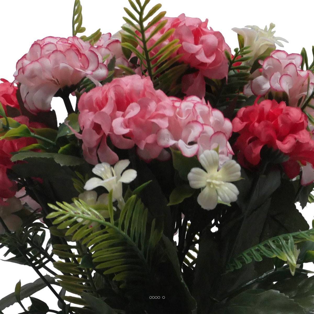 Artificielles - Pot Cone pour le cimetière de fleurs artificielles de Zinnias Rose fushia pour la Toussaint - couleur: Rose fushia 730 - Imagen 3