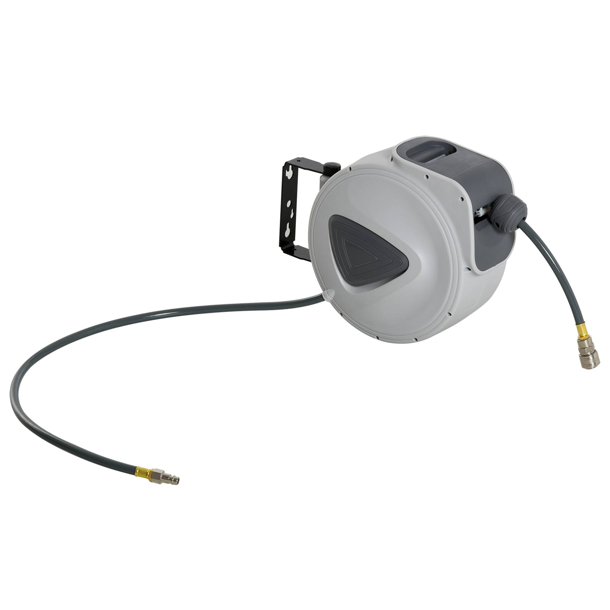 Enrouleur automatique tuyau air comprimé 10 m, raccord 1/4'' BSP, support mural rotatif 180°, gris - Image 2