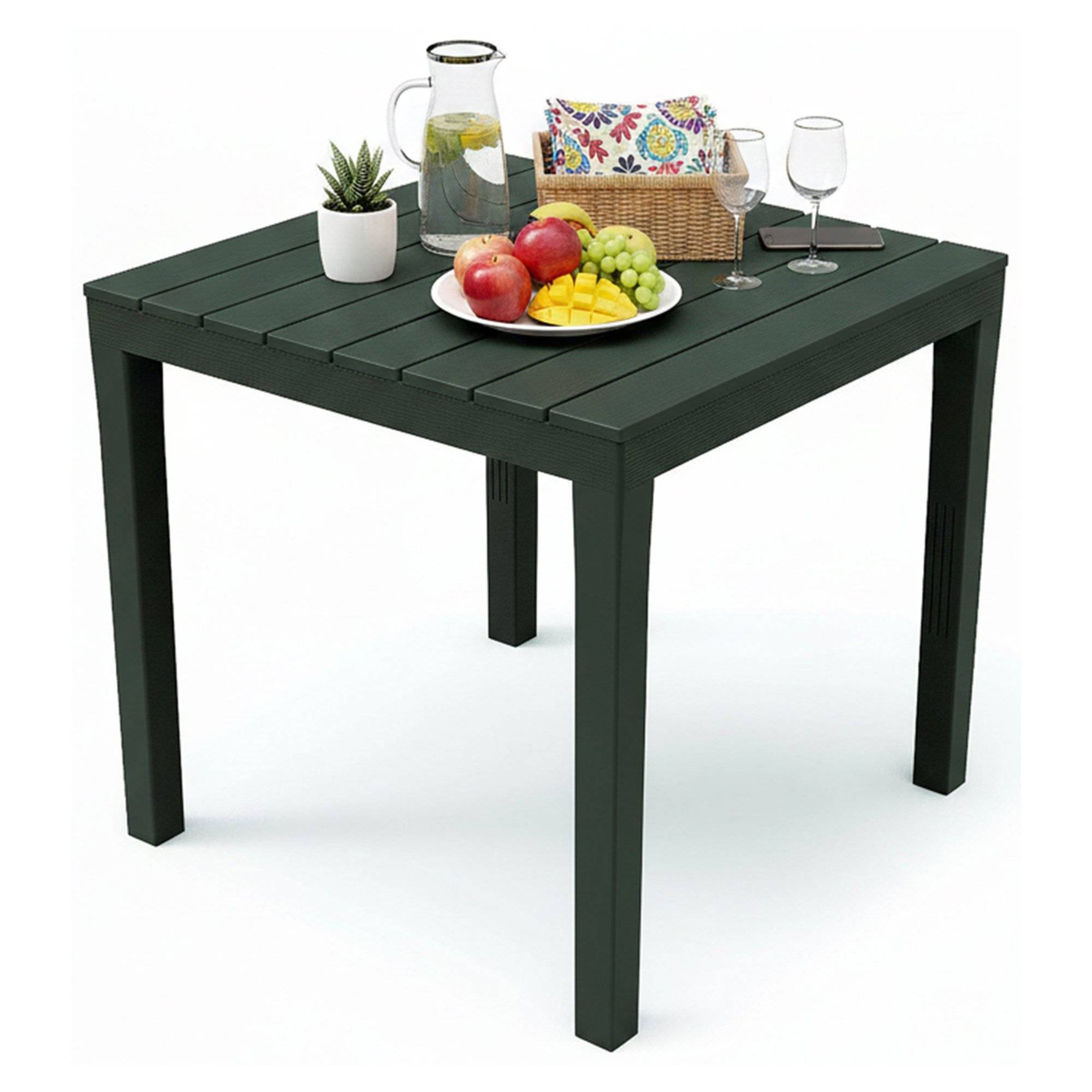 Dmora - Table d'extérieur Dmurill, Table de jardin carrée, Table basse fixe intérieure et extérieure, 100% Made in Italy, 78x78h72 cm, Anthracite - Dmora - Imagen 1