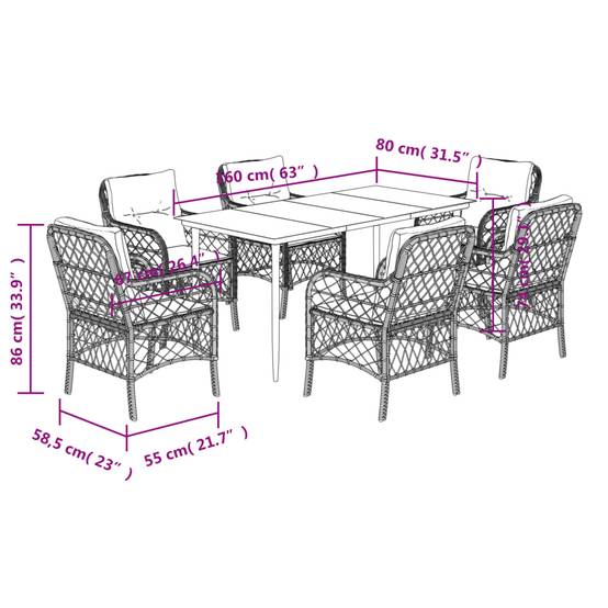 Salon de jardin 7p Résine tressée Chaises confortables Table acier verre Gris – ComfortXL Outdoor Living - Image 7