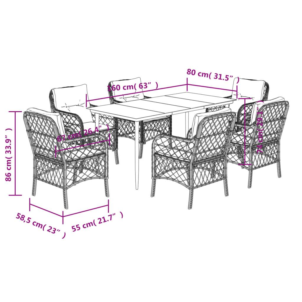 Salon de jardin 7p Résine tressée Chaises confortables Table acier verre Gris – ComfortXL Outdoor Living - Image 7