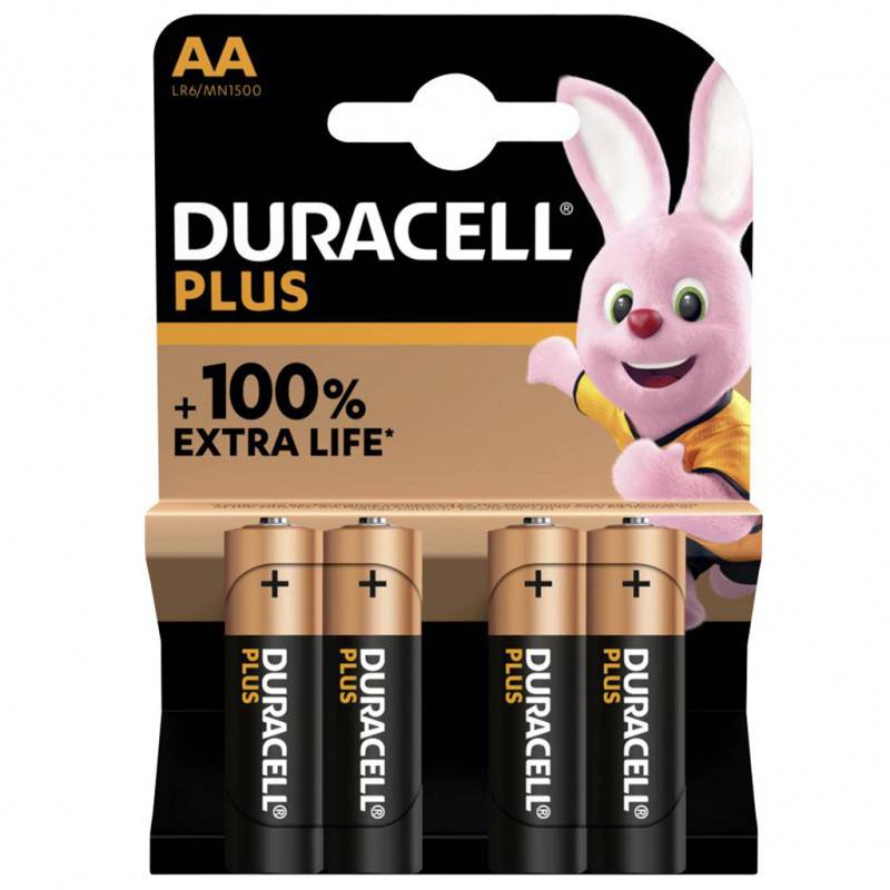 4 Piles alcalines Plus 100% LR6/AA (1,5V) DURACELL - Image 1