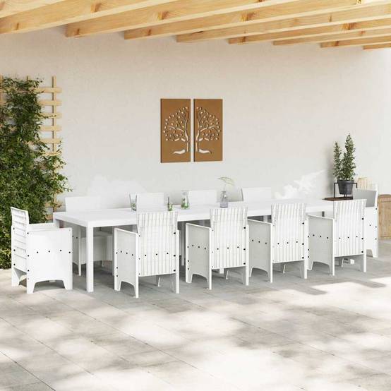 Table de Banquet Extérieure 350cm Blanche en Résine Tressée, Capacité XXL pour Jardin et Terrasse – ComfortXL Outdoor Living - Image 3