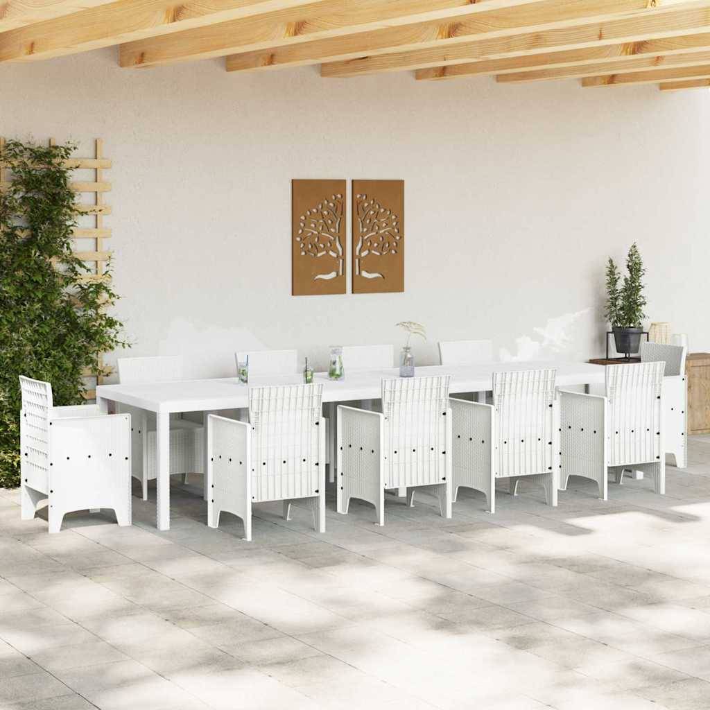 Table de Banquet Extérieure 350cm Blanche en Résine Tressée, Capacité XXL pour Jardin et Terrasse – ComfortXL Outdoor Living - Image 3