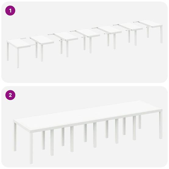 Table de Banquet Extérieure 350cm Blanche en Résine Tressée, Capacité XXL pour Jardin et Terrasse – ComfortXL Outdoor Living - Image 7