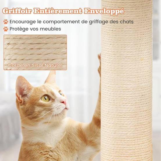 COSTWAY Arbre a Chat Design 76 cm, Petit Arbre a Chat à Thème de Aviation, 2 Griffoirs pour Chat, Échelle d'escalade 58,5 × 48,5 × 76 cm - Image 5