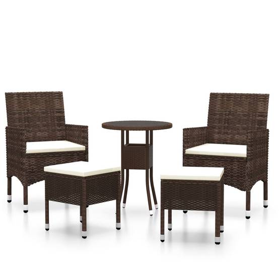 ComfortXL - Salon de Jardin 5 Pièces Rond Résine Tressée avec Tabourets Marron – ComfortXL Outdoor Living - Image 2