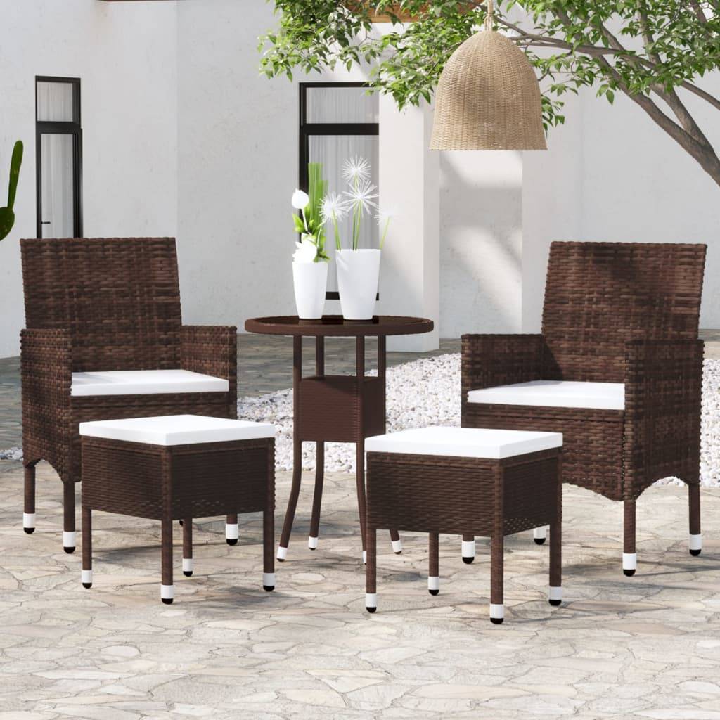 ComfortXL - Salon de Jardin 5 Pièces Rond Résine Tressée avec Tabourets Marron – ComfortXL Outdoor Living - Image 1