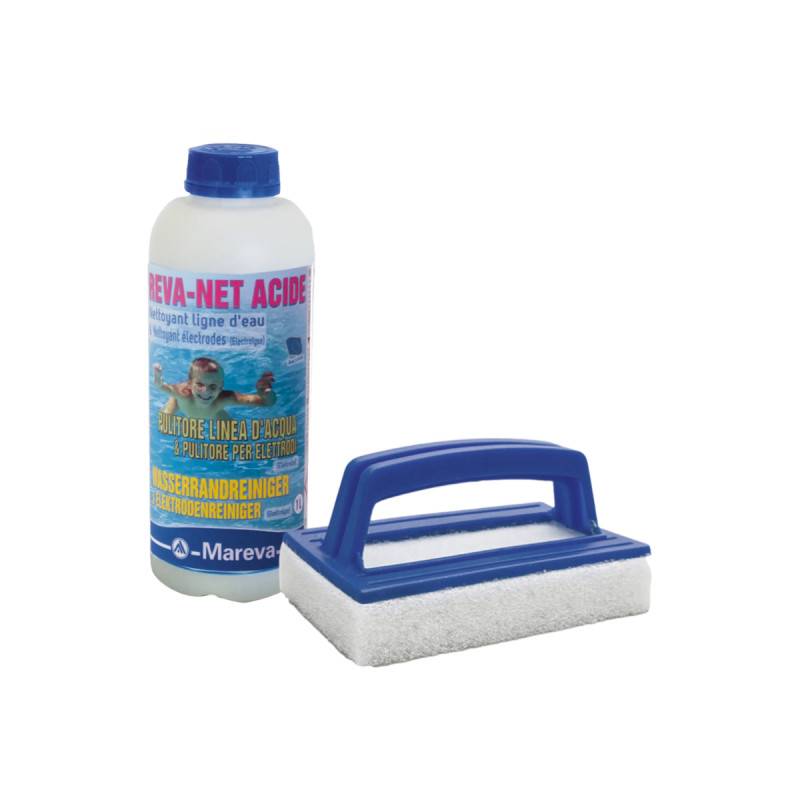 MAREVA - Pack nettoyage MAREVA pour ligne d'eau de piscine - Brosse éponge - Nettoyant - Image 1