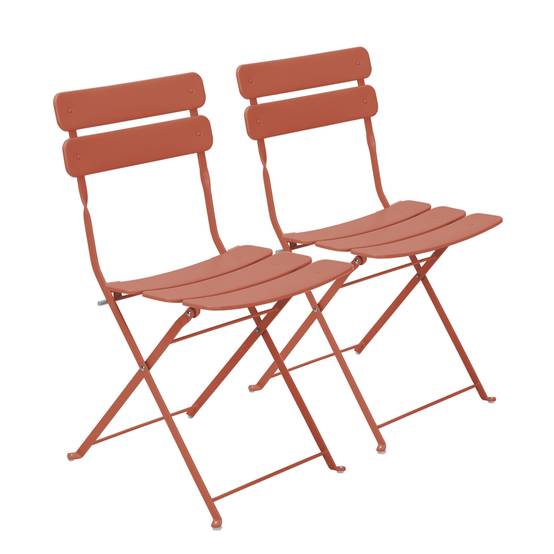 Oviala - Lot de deux chaises pliantes en acier terracotta Annecy - Oviala - Imagen 1