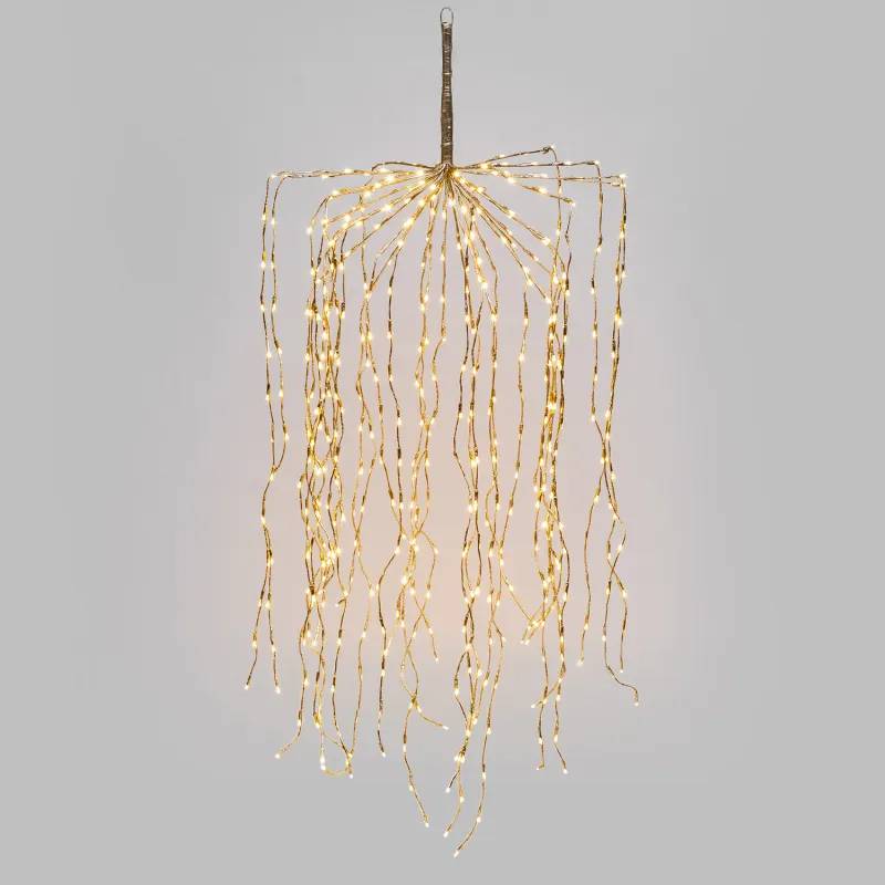 Lotti - Branche lumineuse H120cm 480 LED Blanc Chaud fixe, cascade champagne IP44 - Lotti