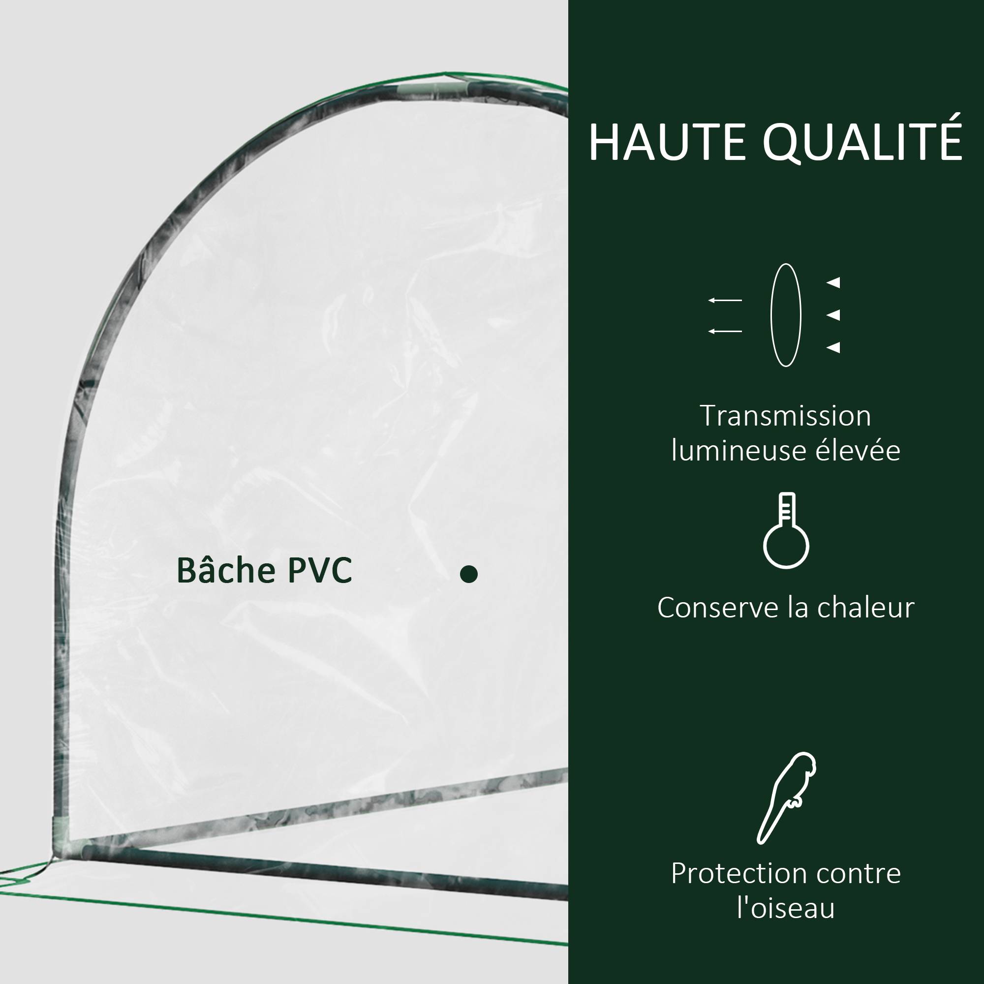 Serre de Jardin mini serre à tomates dim. 2L x 1l x 0,8H m Porte zippée bâche PVC Acier Transparent - Image 6