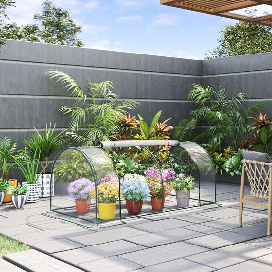 Serre de Jardin mini serre à tomates dim. 2L x 1l x 0,8H m Porte zippée bâche PVC Acier Transparent - Image 3