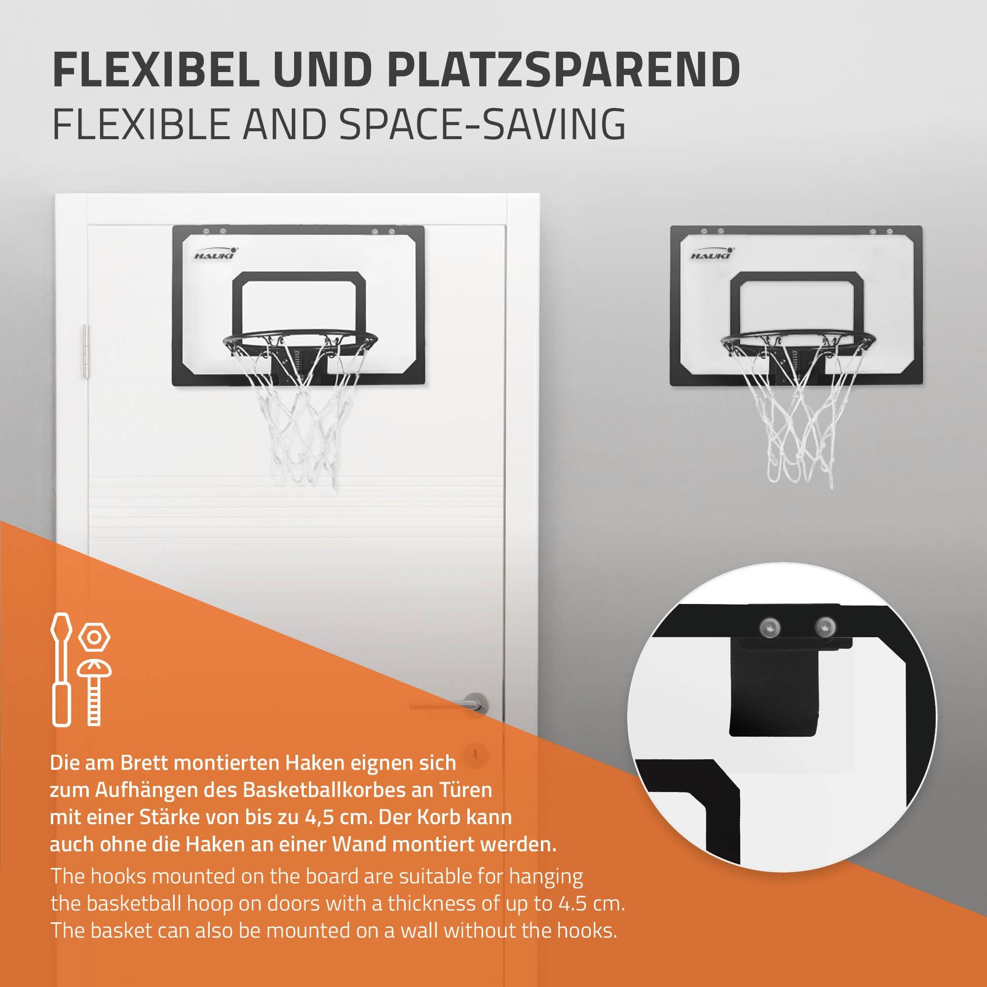 Set panier de basket noir 45,5x30 cm 3 ballons pompe à balles panneau et anneau - Imagen 3
