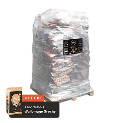 Bois de chauffage ULTRA PREMIUM- Gruchy 1300dm3 25cm 1,6 stère + 1 sac de bois d'allumage 40 litres - Gruchy OFFERT