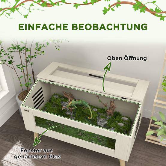 Boîte à reptiles, boîtier pour lézards, 140 litres, compatible coussin chauffant, fenêtre en verre - Image 7
