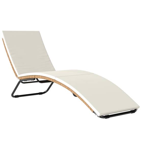 Bain de soleil résine tressée et acier crème 175 x 57 x 80 cm - PANGIVO - Image 1