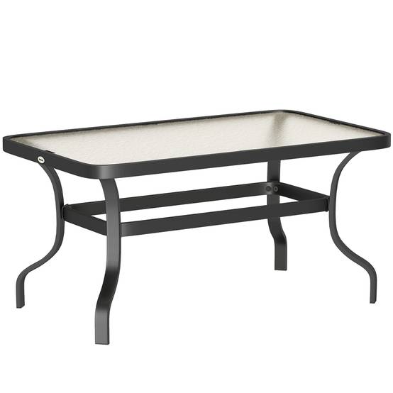 Table basse design ondulé verre trempé 95x55cm noire, usage salon jardin terrasse multifonction - Image 1