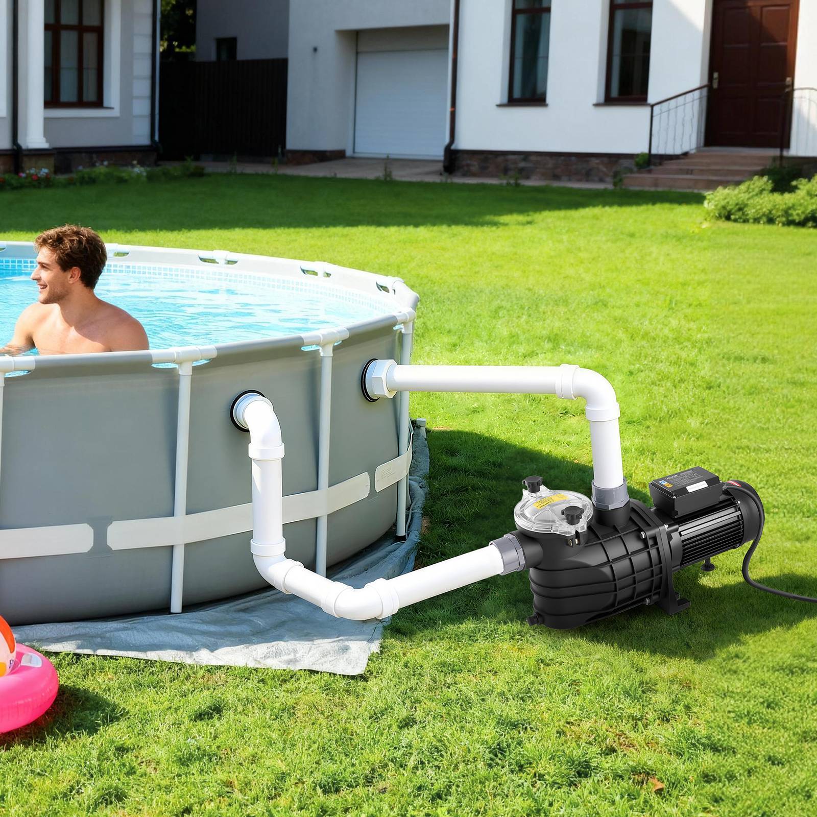 Vevor - VEVOR Pompe piscine 3000 W, 35000 L/h, hauteur 19 m, minuterie 24 h, panier filtrant, 220-240 V CA - Image 8