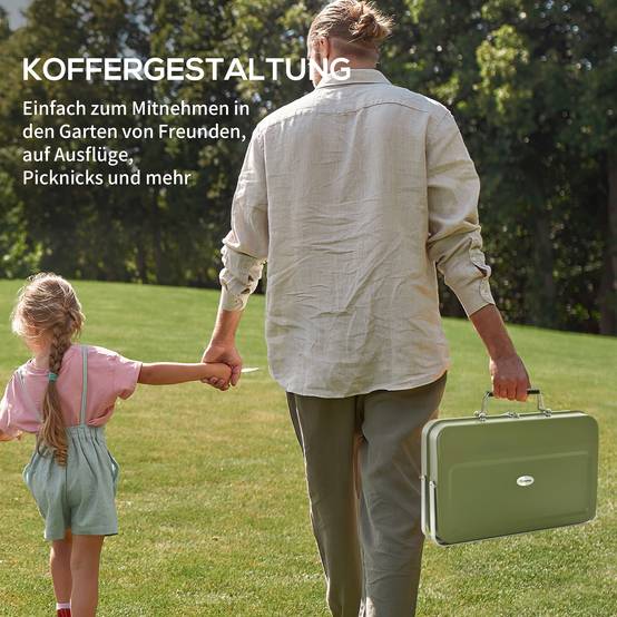 Barbecue Table Charbon Acier Pique-nique Pliable Format Valise 47cm Vert - ComfortXL Outdoor Living - Image 4