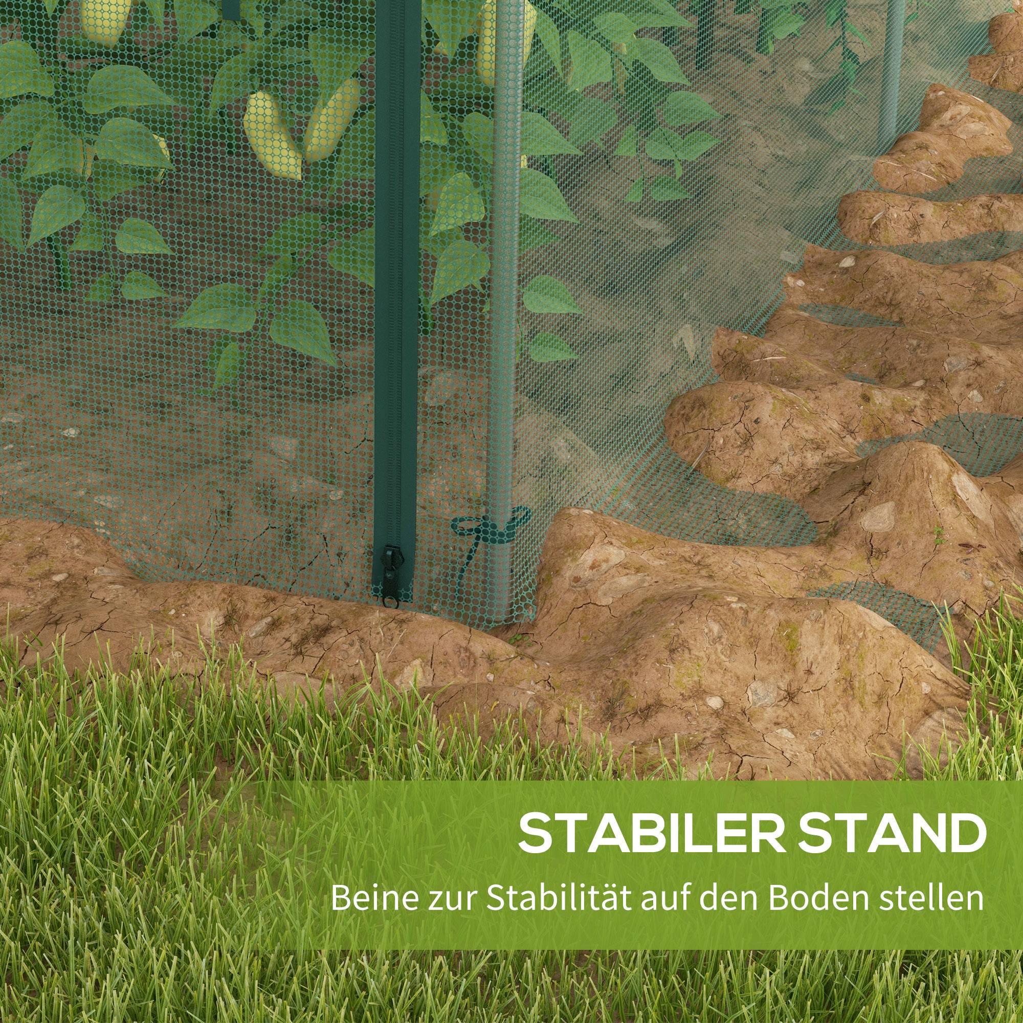 ComfortXL - Filet de protection potager acier galvanisé HDPE vert 125 x 373 x 62,5 cm avec porte zippée anti-oiseaux - Image 7