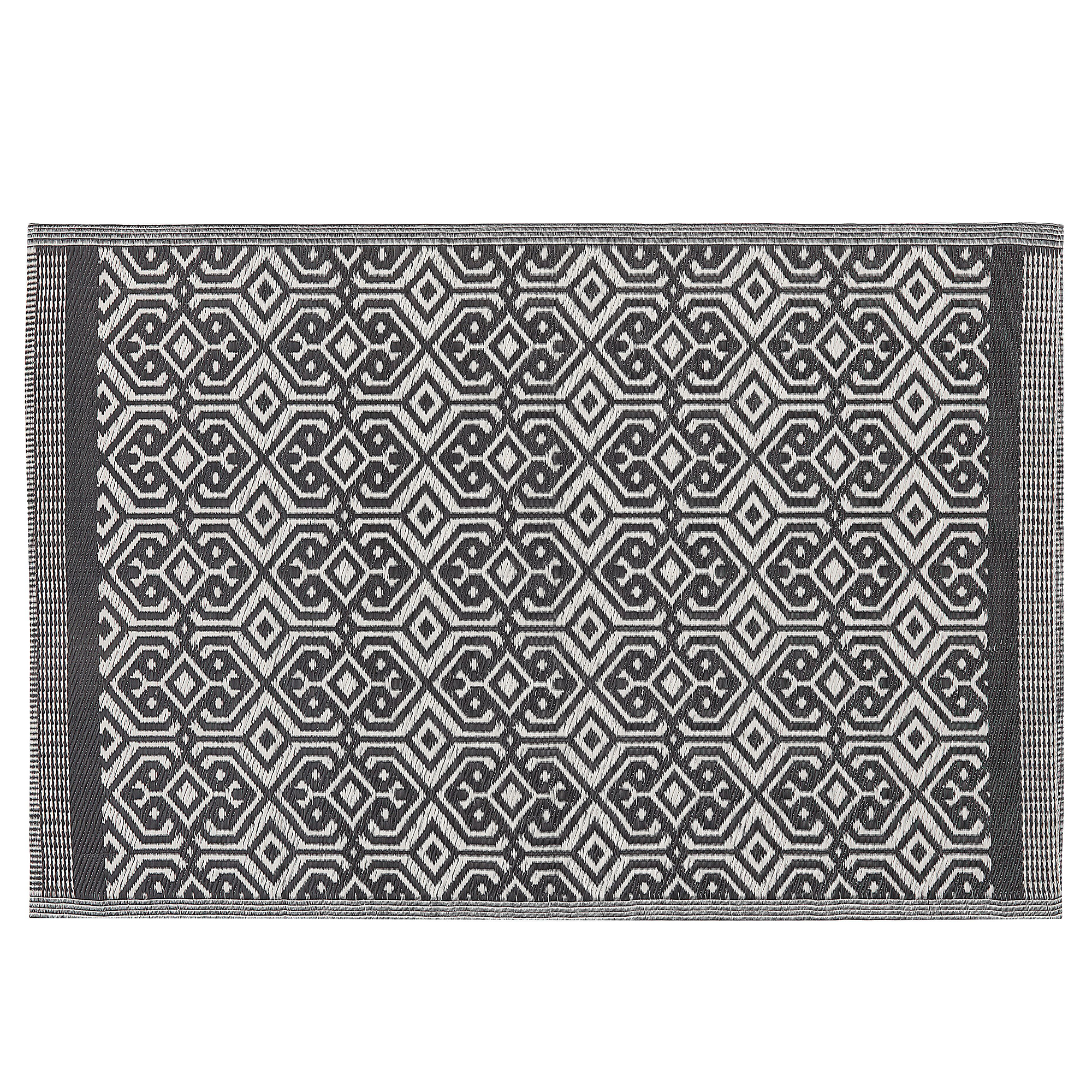 Beliani - Tapis Extérieur et Intérieur Noir et Blanc Motif Géométrique en Polypropylène Recyclé 120 x 180 cm pour Terrasse ou Cuisine Moderne et Boho Beliani - Imagen 1