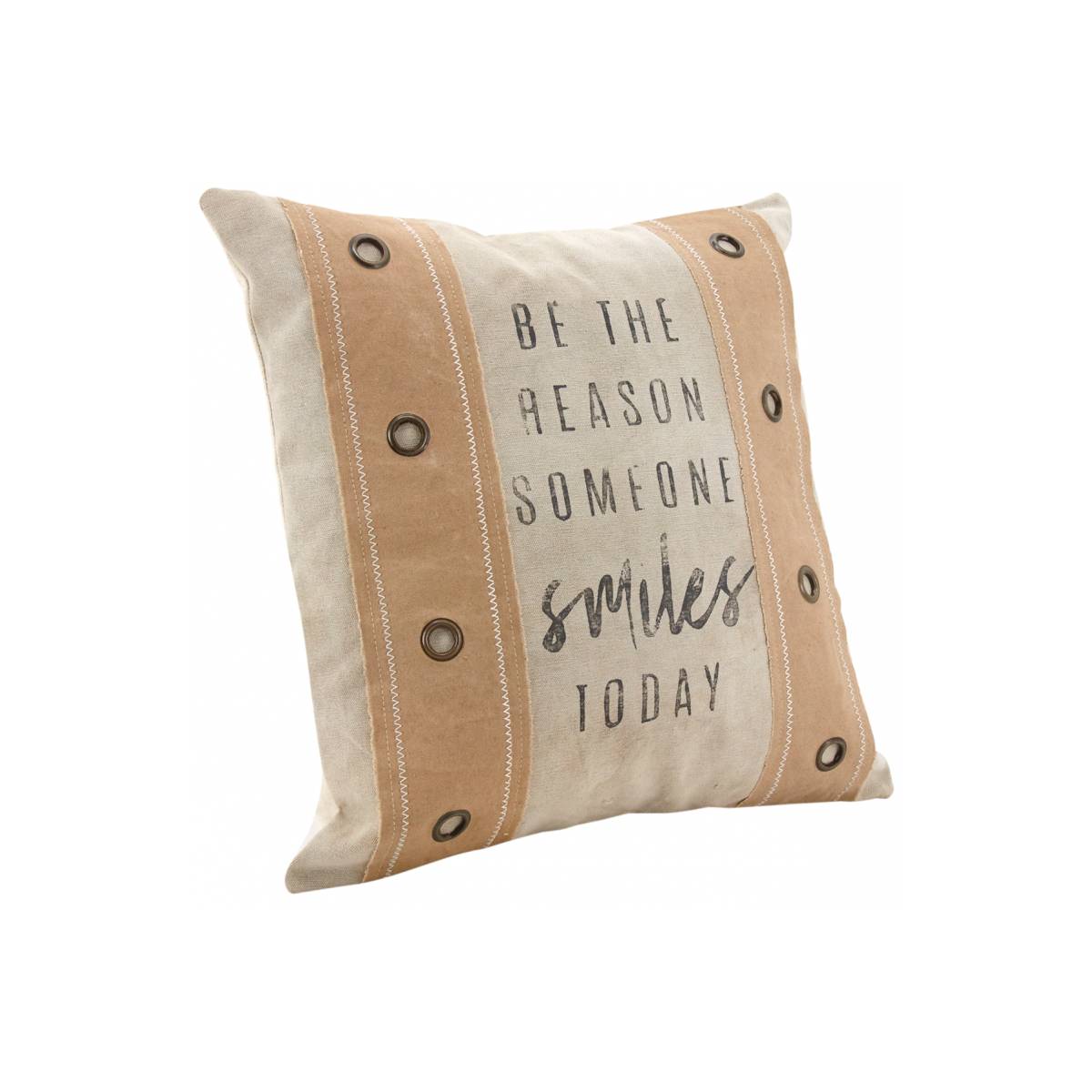 Aubry Gaspard - Coussin en coton beige à rivets - Imagen 1