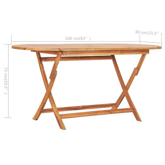 ComfortXL - Grande Table de Jardin Pliante 160x80 cm en Teck Massif Brut, pour 6 à 8 Personnes – ComfortXL Outdoor Living - Image 6
