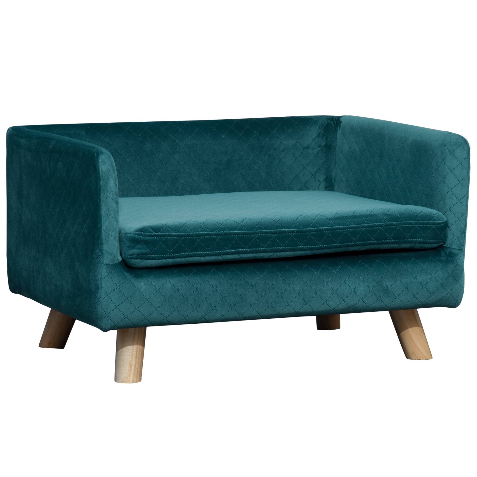 Canapé lit velours pour chien et chat repos ultra moelleux 64x45x36cm bleu canard - ComfortXL Outdoor Living - Image 1