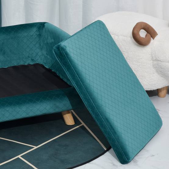 Canapé lit velours pour chien et chat repos ultra moelleux 64x45x36cm bleu canard - ComfortXL Outdoor Living - Image 10