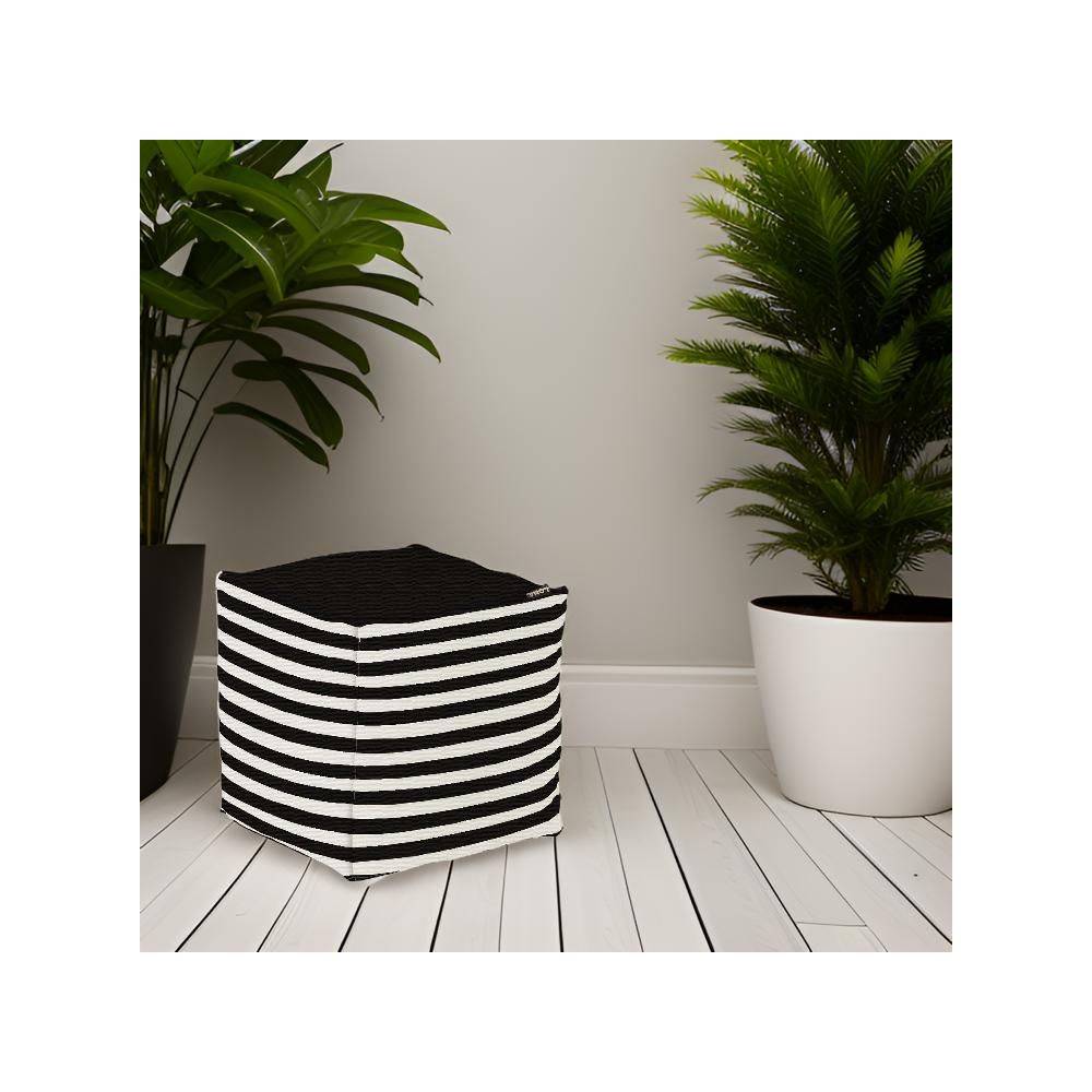Lona - Pouf de jardin en coton 40 x 40 cm Stripes Lona - Imagen 2