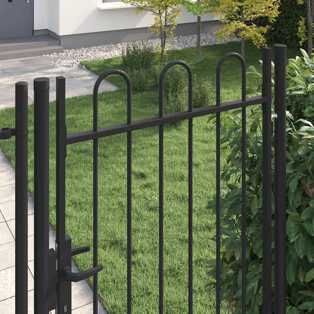 ComfortXL - Très Haut Portillon Acier Design Arqué Sécurisant pour Cour et Jardin Clôturé Noir 1 x 2 m – ComfortXL Outdoor Living - Image 2